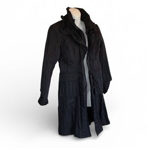 DESIGN TODAY'S Women's Rain Black Jacket, Ruffled Wired Collar S